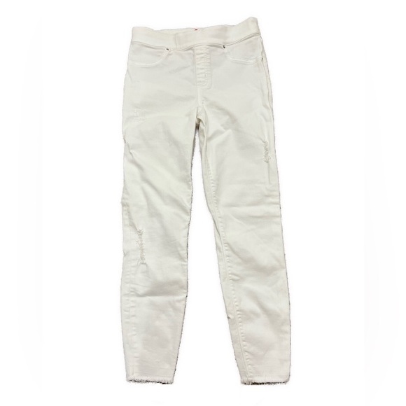 Spanx Distressed Skinny Jeans White Size Medium Style 20229 Stretch Pull On - Picture 2 of 15